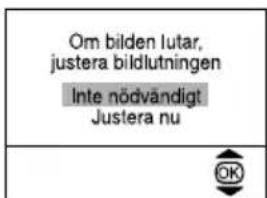 Om bilden lutar, justera bildlutningen Inte nödvändigt Justera nu
