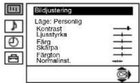 Bidjustering Läge: Personlig Kontrast Ljusstyrka Färg Skärpa Färgton Normalinst.