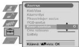 Asennus Kiel/Vaa Kaiivnitya Pikavsinlojen asclus RGB-abelus Kuven auristus Oms talasana Editily Käännä: VäVista: OK