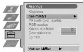 Asenius Kiekimaa Kesirivirtys Pikavainitjena asiolus RGB-asiolus Kuvan suoistus Orna salasana Esiety Valise: Mio: