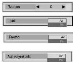 Balans Ljud Rymd Aut. volymkontr.