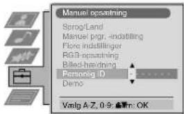 SONY KV-28FQ75E - Indtastning af dit personlige ID - 2