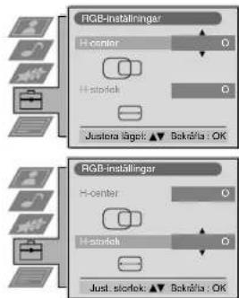 RGB-inställinger H-center H-storlek Justa sign: ▼ Bokrálta : OK RGB-inställinger H-center H-storlek Just. sign: ▼ Bokrálta : OK