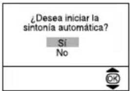 ¿Desea iniciar la sintonía automática? Sí. No.