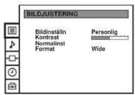 BILDJUSTERING Bildinställn Kontrast Normalist Format Personlig Wide