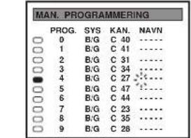 MAN. PROGRAMMERING PROG. SYS KAN. NAVN 0 B/G C 40 ...... 1 B/G C 41 ...... 2 B/G C 31 ...... 3 B/G C 34 ...... 4 B/G C 27 ...... 5 B/G C 47 ...... 6 B/G C 44 ...... 7 B/G C 23 ...... 8 B/G C 35 ...... 9 B/G C 26 ......