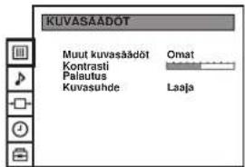 KUVASAÄDÖT Muut kuvasädöt Omat Kontrasti Palautus Kuvasuhde Laaja