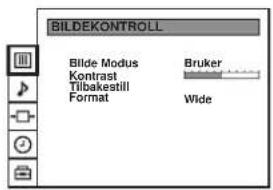 BILDEKONTROLL Bilde Modus Kontrast Tilbakestill Format Bruker Wide