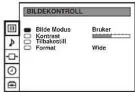 BILDEKONTROLL Blide Modus Kontrast Tilbakesill Format Bruker Wide