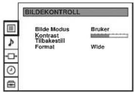 BILDEKONTROLL Blide Modus Kontrast Tilbakestill Format Bruker Wide