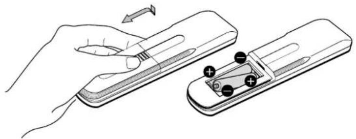SONY KP-41PZ1E - Installering af batterier i fjernbetjeningen - 2