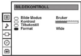 BILDEKONTROLL Bilde Modus Kontrast Tilbakestill Format Bruker Wide
