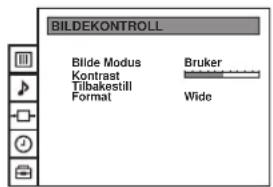 BILDEKONTROLL Blide Modus Kontrast Tilbakestill Format Bruker Wide
