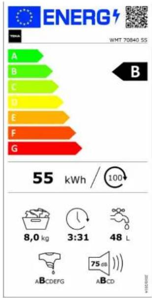 ENERG WMT 70840.55 A B C D E F G 55 kWh / 100 8,0 kg 3:31 48 L ABCDEFG ABCD