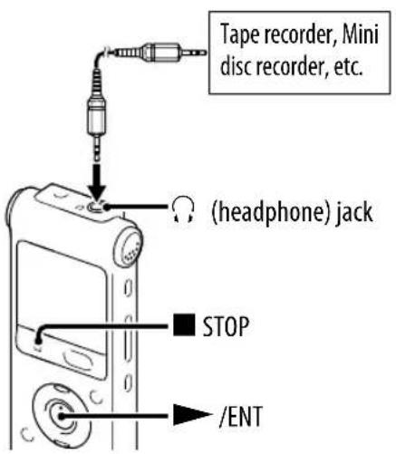 Tape recorder, Mini disc recorder, etc. (headphone) jack STOP /ENT