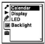 SONY ICD-UX502 - In the stop mode, press MENU/NOISE CUT. Select the □ tab ➤ "Calendar," and then press ▶/ENT. - 1