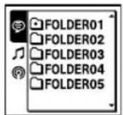 SONY ICD-UX502 - Press ◀◀◀, and then press ▲ or ▼ to select the ☎, ♪, or Ⓤ tab. - 1