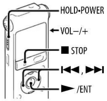 HOLD-POWER VOL-/+ ■ STOP ◀◀, ►►► ▶/ENT