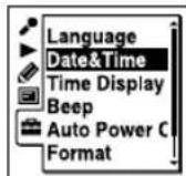 SONY ICD-UX502 - Select "Date&amp;Time" in the menu. - 2