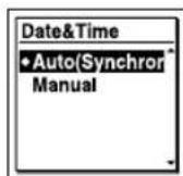 SONY ICD-UX502 - Press ▲ or ▼ to select "Auto(Synchronizing)" or "Manual," and then press ▶ /ENT. - 1