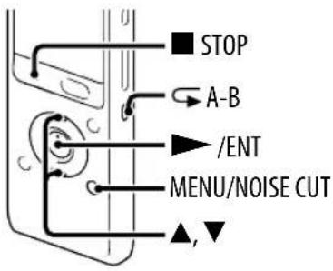 ■ STOP A-B ►/ENT MENU/NOISE CUT ▲,▼