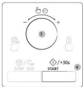 -/- + 3 STOP ECO +30s START 4
