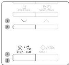 Child Lock Select/Clock 1 2 STOP ECO START 1 2
