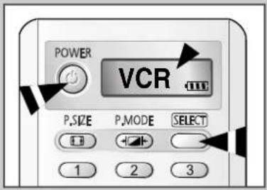 POWER VCR P.SIZE P.MODE SELECT 1 2 3