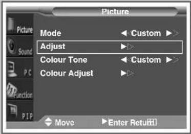 Picture Mode Adjust Colour Tone Colour Adjust Move Enter Retu!!