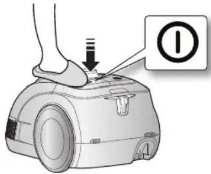 Diagram showing a foot pressing down on a small robotic device with an instructional note indicating '①' (Note 1)