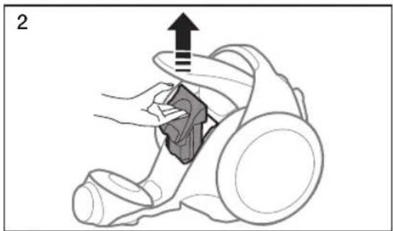 Illustration of a hand pressing down on a mechanical component with an upward arrow.