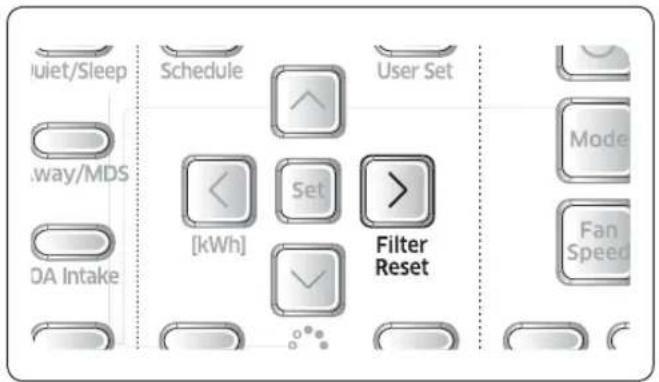 iuiet/Sleep Schedule User Set .way/MDS [ kWh ] Set Filter Reset Mode DA Intake Fan Speed