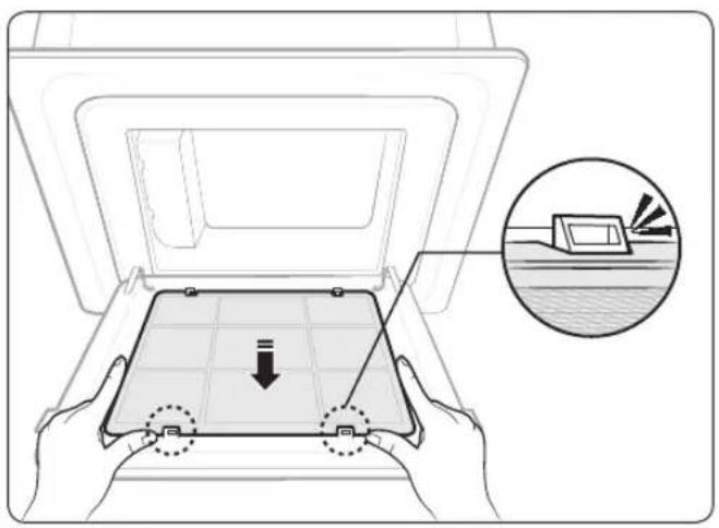 Diagram showing a device with a grid and directional arrow, accompanied by an inset image of a device on water surface.