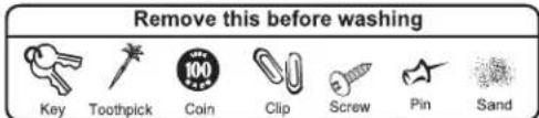 Remove this before washing Key Toothpick Coin Clip Screw Pin Sand