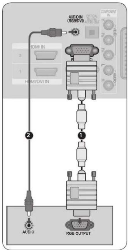LG 42PG6300 - Tilslutning med et D-sub 15 pins-kabel - 1