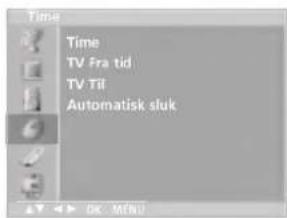 Time TV Fra tid TV Til Automatisk sluk
