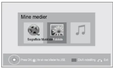 Mine medier Sografliste Musikista Fololiste Press CKI 1for at visa oblear fra USB. DivX-ndstelling Exit