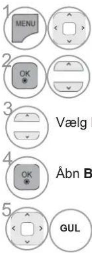 1 MENU 2 OK 3 Vælg 4 OK Åbn B 5 GUL