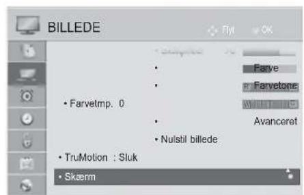 BILLEDE • Farvetmp. 0 • TruMotion : Sluk • Skærm • Farve • Farvetone Avanceret