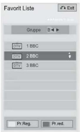 Favorit Liste Gruppe B DTV 1 BBC DTV 2 BBC DTV 3 BBC Pr.Reg. Pr.red.