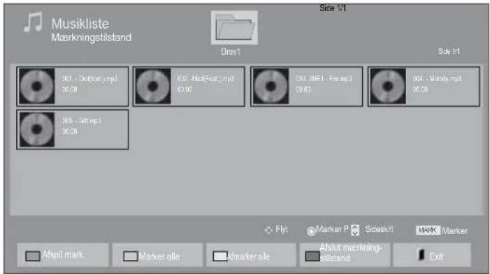 Musikliste Mærkningstilstand Drev1 Side 1/1 001 - Seljbox.mp3 0020 002 - ModFool.mp3 0030 003 - NFI - Fremp3 0040 004 - Molymp3 0050 005 - Selmp3 0060 Side 1/1 Fly Marker P Sideskult MARK Marker Ampil mark Marker alle Ampark sle Ablut mærkning- sillstand Exit