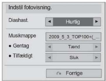 Indstil fotovisning. Diashast. Hurtig Musikmappe 2009_5_3_TOP100+_ • Gentag Tænd • Tilfældigt Sluk Forrige