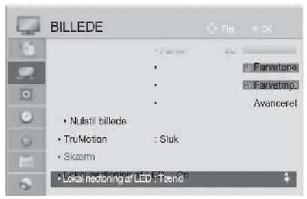 BILLEDE • Nulstil biliede • TruMotion : Sluk • Skaem • Local nichtoring of LED - Trend