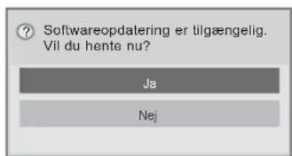 Softwareopdatering er tilgængelig. Vil du hente nu? Ja Nej