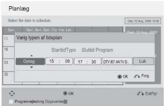 LG 32LD350N - Knappernes funktion i visningen med optage-/påmindelsesindstillinger - 2