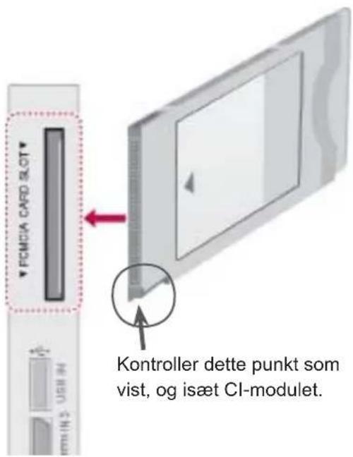 PCMICA CARD SLOT Kontroller dette punkt som vist, og isæt CI-module.