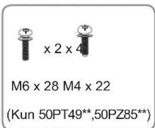 x 2 x 4 M6 x 28 M4 x 22 (Kun 50PT49**,50PZ85**)