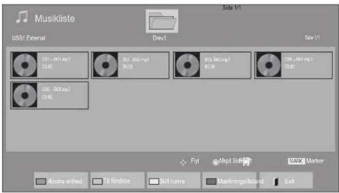 Musikliste Side 17 USB1 Exemal Drev1 Size 17 091 - 861.mp3 00:05 002 - 860.mp3 06:50 M23.60.mp3 05:00 094 - 964.mp3 09:05 095 - 965.mp3 09:05 Fyt Akptl Side MASK Marker Endre enhed Till filmliste Skill nurns Markingsilstand Exit