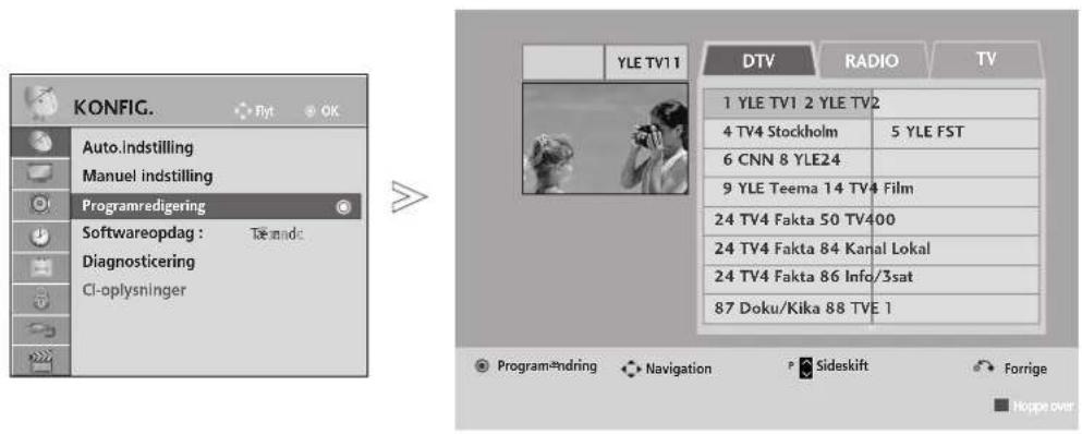 KONFIG. Auto.indstilling Manuel indstilling Programredigering Softwareopdag : Törendic Diagnosticering CI-oplysninger YLE TV1 1 DTV RADIO TV 1 YLE TV1 2 YLE TV2 4 TV4 Stockholm 5 YLE FST 6 CNN 8 YLE24 9 YLE Teema 14 TV4 Film 24 TV4 Fakta 50 TV400 24 TV4 Fakta 84 Kanal Lokal 24 TV4 Fakta 86 Info/3sat 87 Doku/Kika 88 TVE 1 Programndring Navigation Sideskift Forrige Hoppe over