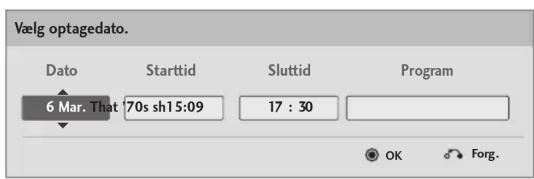 Vælg optagedato. Dato Starttid Sluttid Program 6 Mar. That 70s sh15:09 17 : 30 OK Forg.
